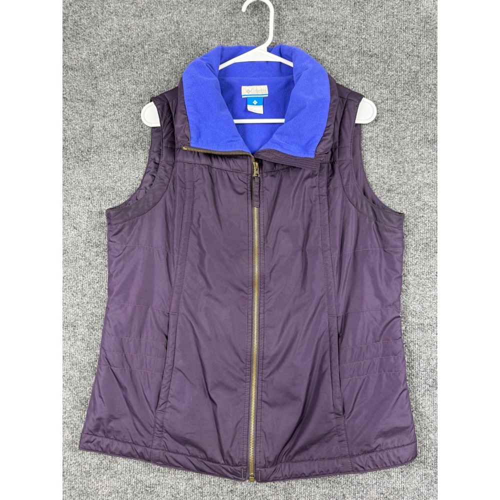 Columbia Womens Plum Purple Quilted Fleece Lined Full Zip Vest AL4080 Large
